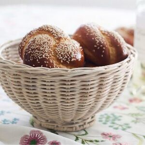 New Pottery Barn White Wash Woven Basket